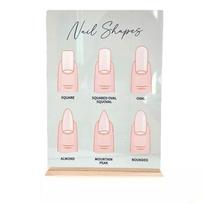 Acrylic Nail Shapes Display Board Mannequin Finger Tips & Nail Shape Guide Static Artwork Sign for Salon Counter Decor white