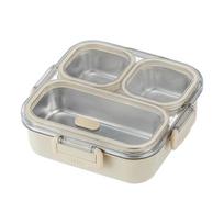 Leak-Proof Lunch Box For Kids Adults Compartmented Stainless Steel Portable Bento Bunch Box Airtight Odor-Proof Lunch Box Worker A3 gray