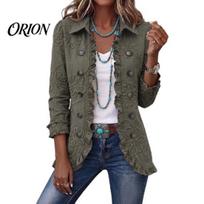 Ladies Lightweight Outerwear Women Bohemia Floral Jacket, Turndown Collar Ruffled Open Front Coat, Coat Slim Fit Casual Long Sleeve Outwear XL žalia