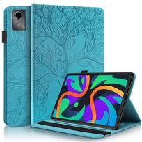 Skirta Lenovo Tab M11 dėklas 11 colių reljefinis medžio odos atverčiamas dangtelis Coque Lenovo M11 Xiaoxin Pad 2024 dėklui Funda Tb330fu For Xiaoxin Pad 2024 mėlyna