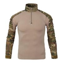 Tactical Frog Suit Shirt Long Sleeve Zipper Stand Collar Camo Outdoor Hiking Camping Military Style Combat Uniform Men Women XXXL