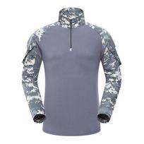 Tactical Frog Suit Shirt Long Sleeve Zipper Stand Collar Camo Outdoor Hiking Camping Military Style Combat Uniform Men Women XXL