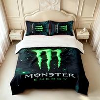 Monster Energy (19) 3pc set soft and comfortable an ideal gift for family and friends Includes one duvet cover and two pillowcas 140cmx210cm