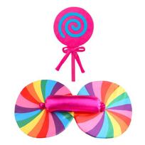 Rainbow Tutu Dress Cute Girls Sweet Lollipop Cosplay Dress up Purim Festival Celebration Costume Candy Design Girls Tutu Dress 4-5Y pink