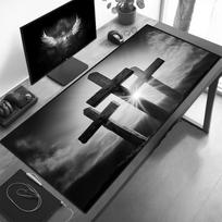 At The Cross Christian Desk Mat,Bible Mouse Pad,Christianity Mousepad,Extra Large Bible Desk Pad,XXL Keyboard Mat,Large Desk Mat 600x350x2mm