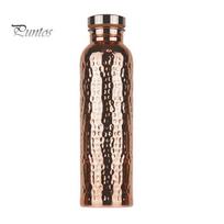 Pure Copper Bottle 800ML Sports Water Hammer Pattern Large Capacity Leakproof Travel Portable Outdoor Cycling Gym Fitness Electroplating Drinking Cup 800ML A black