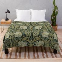 William Morris Green Vintage Floral HD Throw Blanket 75cm*90cm white