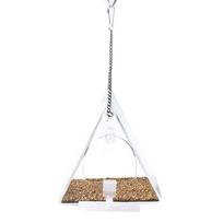Acrylic Window Bird Feeder Weatherproof Splash-Proof Food Bowl with Perch for Small Parrots for Outdoor Hanging 1 white