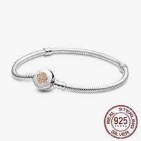 1/100% S925 Sidabro Širdies Karūnos Gyvatės Kaulo Apyrankė Moterims Mados PASIDARYK pats Papuošalas Dovana 20cm abrikosas
