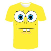 Vasarinis SpongeBob SquarePants Vaidmenų žaidimų Moteriški 3D Spausdinti Laisvalaikio Patogūs Kvėpuojantys Sportiniai Trumpomis Rankovėmis Marškinėliai 7XL black