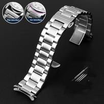 Seiko Longines Timex Citizen Casio lenktu galu nerūdijančio plieno dirželis vyrams 20mm 22mm 24mm Aukštos kokybės metalinė laikrodžio apyrankė 20mm gray