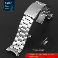 Seiko Longines Timex Citizen Casio lenktu galu nerūdijančio plieno dirželis vyrams 20mm 22mm 24mm Aukštos kokybės metalinė laikrodžio apyrankė 22mm gray