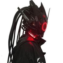 Cyberpunk Helmet Cosplay Dreadlocks Cool Mask With Led Light Shinobi Samurai Mask Braids Christmas Birthday Gift Dreads Wings black