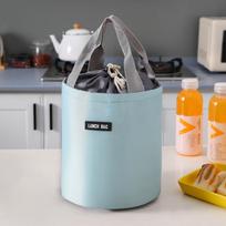 Insulated Bento Lunch Bag & Container Set - Portable Round Thermos Handbag mėlyna