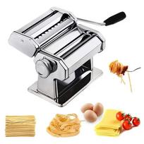 Pasta Maker Machine Stainless Steel Manual Hand Press Adjustable Thickness Settings Noodles Maker for Spaghetti Lasagna sidabras