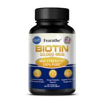 Biotin 10000 MCG Vegetable Capsules, Daily Dietary Supplement for Hair, Nail & Skin, 120 Capsules, 60‑Day Supply 120 Capsules