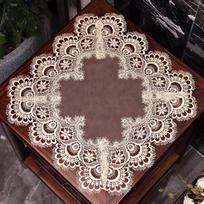 European bedside table cover lace waterproof and oil-proof square coffee table heat insulation pad corner table mat 40x40cm gray