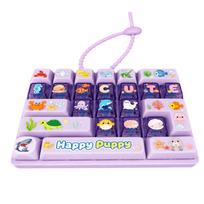 26-Key Mini Keyboard Pendant Cute Design Keyboard Keychain Decompression Button Toy  Children's Bag Ocean - Purple blue