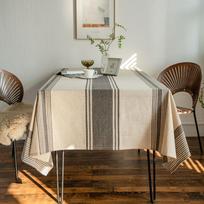 Striped Cotton Blend Tablecloth Dining Table Coffee Green Rectangular Decorative Dustproof Home Kitchen Linen 140x200cm gray