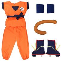 Vaikiški anime Son Goku Cosplay kostiumai Krillin treniruočių drabužiai Superherojų apranga su Super Saiyan peruku Comic Con vakarėlio kostiumas 100cm white