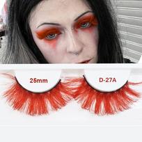 NEW Cosplay Colored Lashes 20mm-25mm Ten Colors Pink Orange Blue Long Fluffy False Eyelashes Strip Lash Supplies Manga Lashes black
