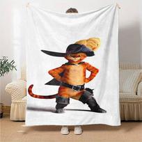Katinas su batais tematikos margintas pledas - Puikiai tinka ant sofos, lovos, kelionėms ir lauke | Galima skalbti mašinoje, jaukus ir patvarus. 100cmx150cm