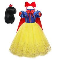 Sniego Karalienės princesės suknelė mergaitėms su apsiaustu Vaikams Pasakų personažo Cosplay kostiumas Gimtadienio šventei Karnavalo apranga Helovino persirengimo kostiumas 2Y (Size 100) yellow