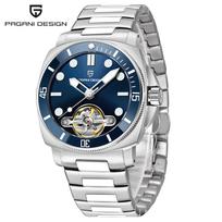 PAGANI DESIGN Vintage Diver Automatic Watches For Men 43MM Open‑Heart Dial Leather Sapphire Glass Luminous Sport Casual Watches gray