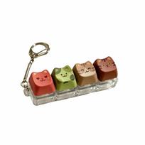 Cute Cat Keyboard Fidget Keychain Finger Button Keycap Mechanical Keycap Keyring  Pendant 4-key (Style H) brown