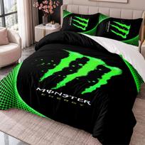 Monster Energy 3Pcs Bedding Set Duvet Cover With Two Pillowcases For Bedroom Home Decoration 135cmx200cm green