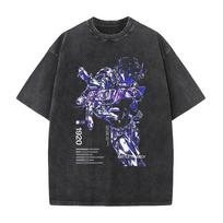 Manga Jojos Bizarre Adventure Joseph Joestar Print Tee Men Women Clothing Washed Cotton Tshirt Vintage T Shirt Harajuku Tshirt 2XL black