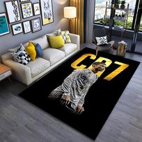 Sports Area Rug, Cristiano Ronaldo CR7 Real Madrid Gold Letter Black Poster, Fan Cave Decor, Non-Slip Mat 40x60cm( 15x23in ) gray