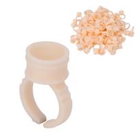 100pcs Eyebrow Lip Tattoo Ink Cup Holder Silicone Microblading Pigment Eyelash Extension Glue Ring beige
