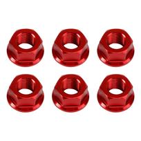 6x Galinės žvaigždės veržlės M10 x 1 Raudonos Ducati 1098 1098S 1098R 1198 S 2007-2011