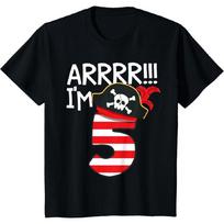 Kids Arrr I'm 5, Cool Pirate Theme 5th Birthday Party Boys Girls T-Shirt XXXXL juoda