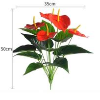 35/50CM Artificial Red Palm New Big Herb Plant Plastic Simulation Anthurium Artificial Palm Fronds Living Room Bedroom Decor red
