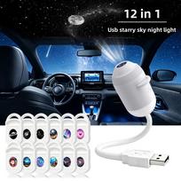2 viename USB Mini Galaxy Žvaigždžių Projektorius Naktinė Lempa 12 Filmų Žvaigždėtas Dangus Aplinkos Šviesa Automobiliui Namų Dekoras Suaugusiems Ir Vaikams
