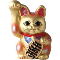 Maneki Neko Shofuku No. 4 Gold Ceramic Tokoname Ware Made Japan beige