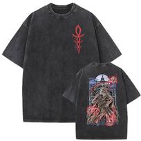 Vintage Washed Bloodborne Martyr Logarius Graphic T Shirt Men's Women Game Fans Cosplay Fashion Short Sleeve T-shirts Streetwear L įvairiaspalvis