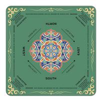 Popular Non-slip Rubber Mahjong Table Mat with Silent Lock Edge - American Style Illustration blue