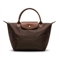 Longchamp Le Pliage Auksinės detalės Reljefinis perdirbtas nailonas ir veršio oda Rankinė Moteriškos rankinės Tamsiai rudas 1621089002 Basic Set (Bag) brown