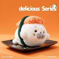 New Cute Seal Plush Toy Transforms Into Salmon Sushi & Shrimp Tempura Plushies Kawaii White Seal Stuffed Animal For Shop Decor 18cm