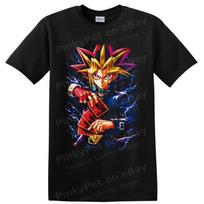 Yami Yugi Yu-Gi-Oh Anime T Shirt w/ Duel Cards Lightning Graphic Manga Art Tee M black