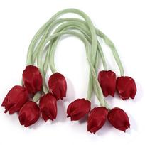 5Pcs/Lot Colorful Tulip Bow Flower Patches, Handmade 3D Fabric Appliques for Pillows Bags DIY Craft Home Decoration Accessories 30-40cm beige
