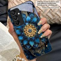 Black Gold Lotus Totem For Samsung A20 30 A22 23 24 25 26 31 32 33 A34 35 42 50 51 52 53 54 55 56 70 71 72 73 glass phone case Galaxy A33 5G gray