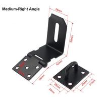 Burglar-proof Padlock Hasp Household Shed Latch Durable Door Buckle M-Right Angle Black