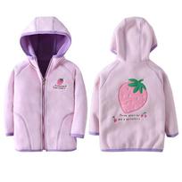 Kids Hooded Fleece Coat Casual Outdoor Outerwear Unisex For Boys And Girls 130cm rožinė