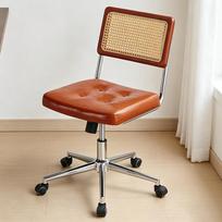 Office Chair Retro Computer Chair Simple Study Desk Armchair Swivel Backrest Lift Chair Leather Armchair with Rocking Function