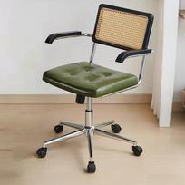 Office Chair Retro Computer Chair Simple Study Desk Armchair Swivel Backrest Lift Chair Leather Armchair with Rocking Function