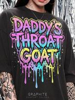 Daddy's Throat Goat Graphic T-Shirt, Retro Y2K Streetwear Tee, 2000S Humor Shirt 100 pink